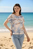FL261289 PORCELIN BLUE CAP SLEEVE SPLIT TOP FRANK LYMAN